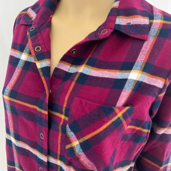 Make + Model Size SMALL Pink Purple Plaid Night Night Snap Button Up Shirt - Picture 2 of 6
